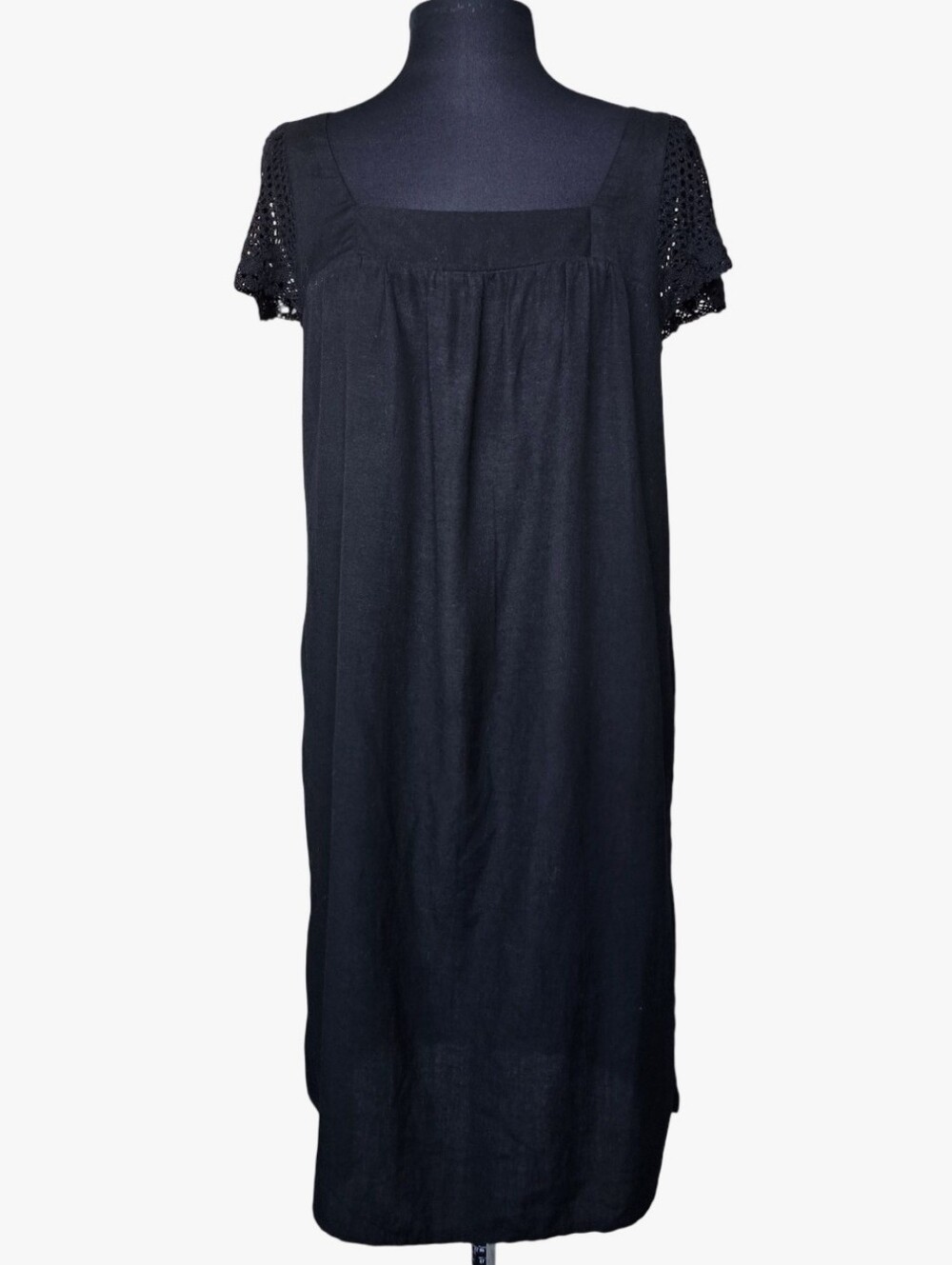NWT Old Navy Black Mini Dress with Crochet Sleeves Size S Casual Loose Comfy